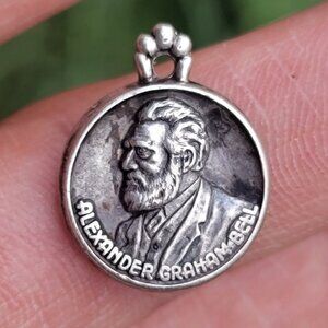 Vintage sterling silver 925 Alexander Graham Bell bracelet charm